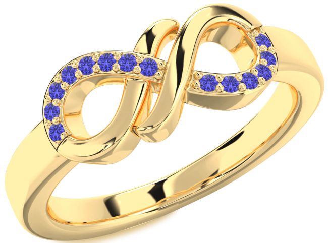 Tanzanite Gold Infinity Round Ring