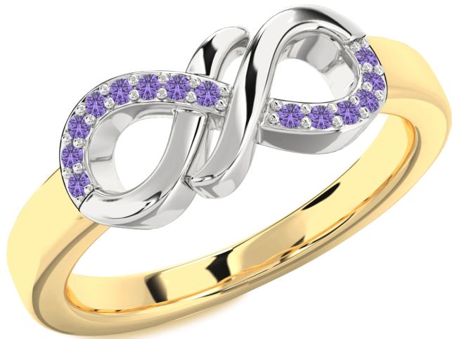 Alexandrite Gold Silver Infinity Round Ring