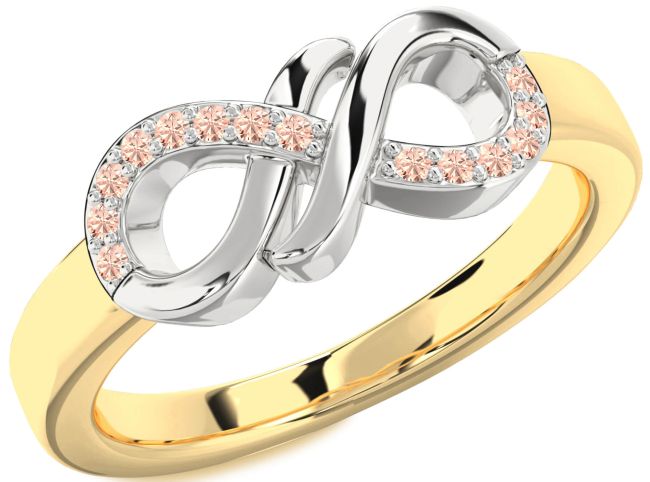 Morganite Gold Silver Infinity Round Ring