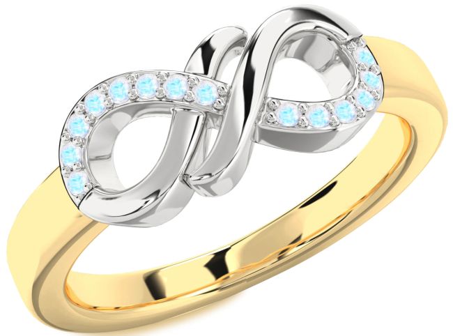 Moonstone Gold Silver Infinity Round Ring