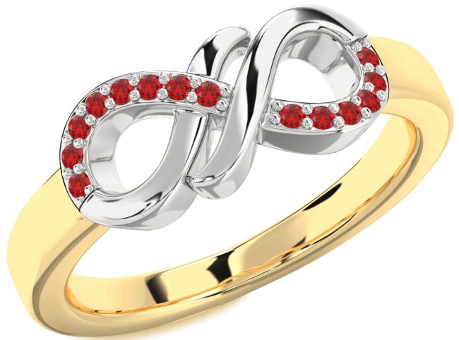 Ruby Gold Silver Infinity Round Ring