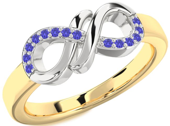 Tanzanite Gold Silver Infinity Round Ring
