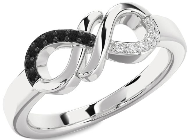 Black Diamond Silver Infinity Round Promise Ring