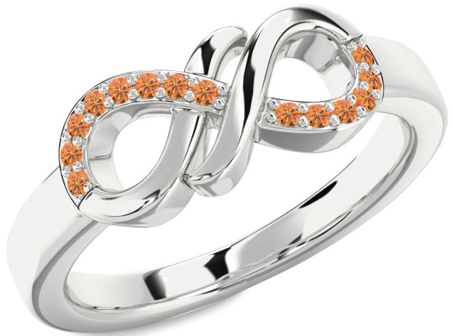 Citrine Silver Infinity Round Ring