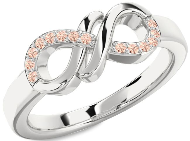 Morganite Platinum Infinity Round Ring