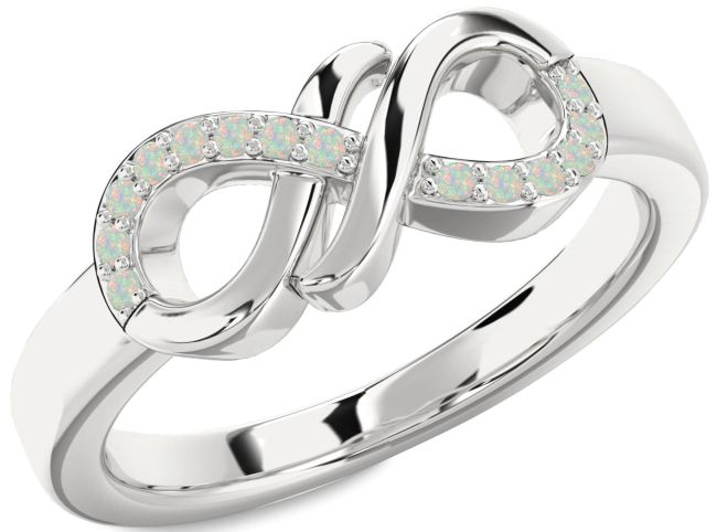 Opal Platinum Infinity Round Ring
