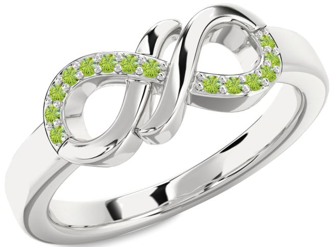 Peridot Silver Infinity Round Ring