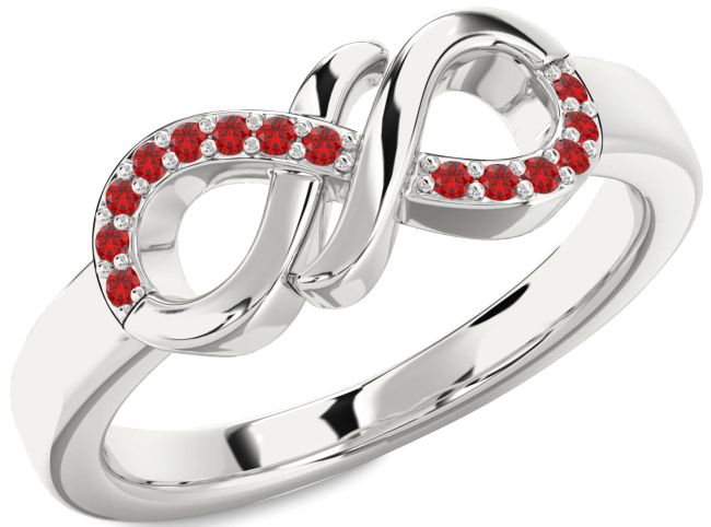Ruby Silver Infinity Round Ring