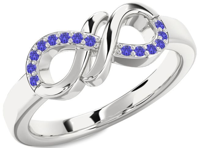 Tanzanite Silver Infinity Round Ring