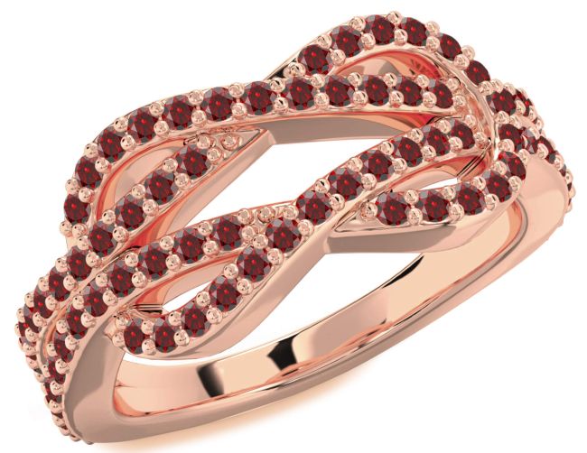 Garnet Rose Gold Infinity Round Pave Ring