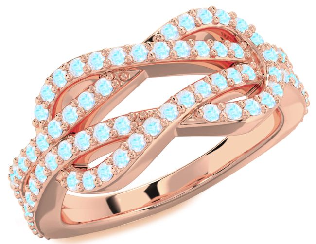 Moonstone Rose Gold Silver Infinity Round Pave Ring