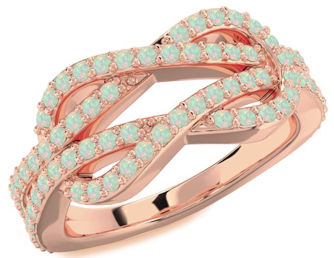 Opal Rose Gold Silver Infinity Round Pave Ring