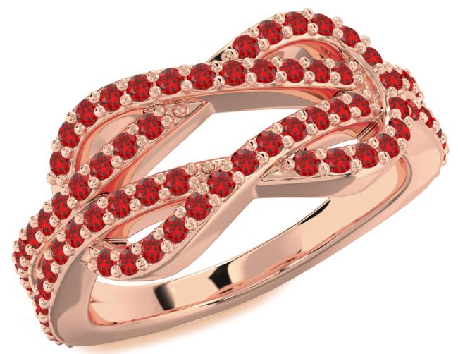 Ruby Rose Gold Infinity Round Pave Ring