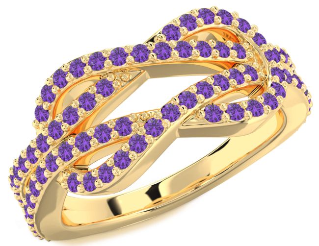 Amethyst Gold Infinity Round Pave Ring