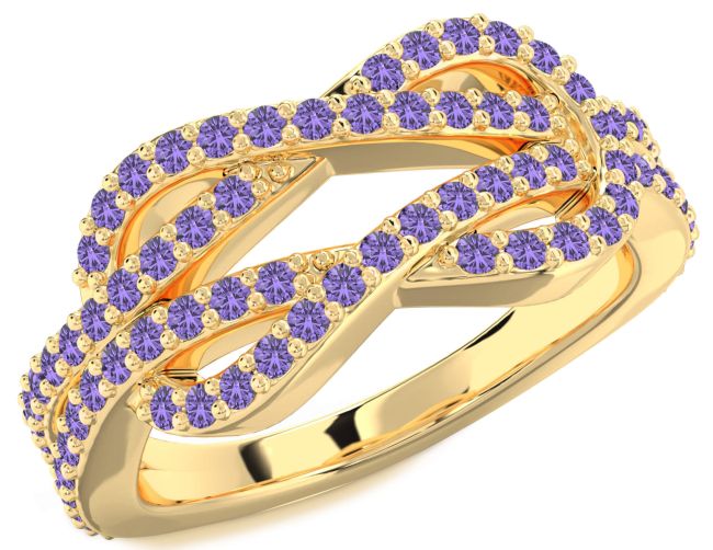 Alexandrite Gold Infinity Round Pave Ring