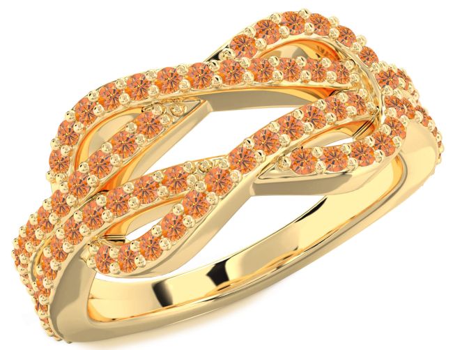 Citrine Gold Silver Infinity Round Pave Ring
