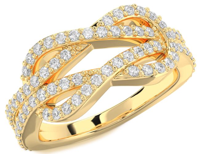 Moissanite Gold Silver Infinity Round Pave Ring