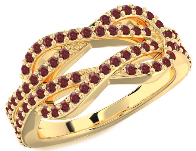 Garnet Gold Infinity Round Pave Ring