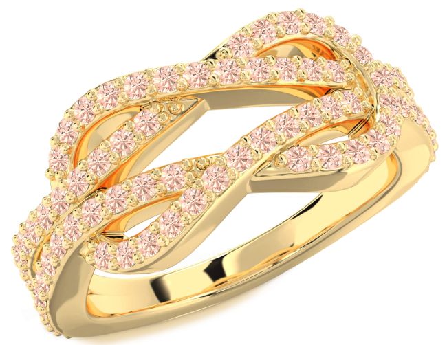 Morganite Gold Infinity Round Pave Ring