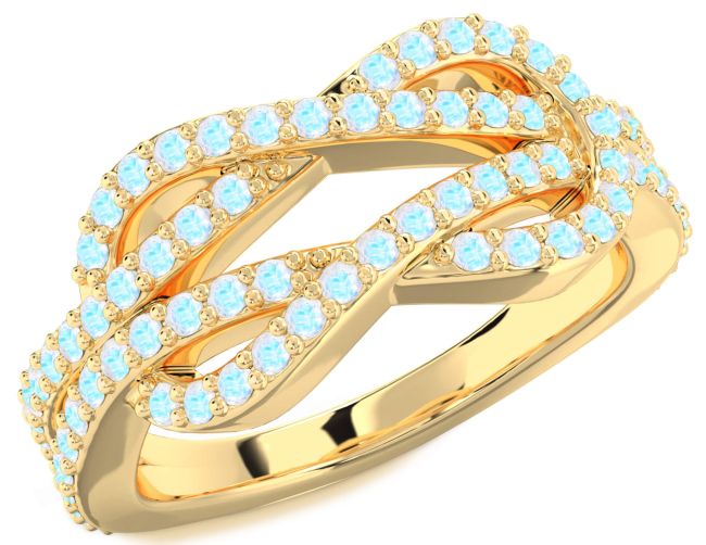 Moonstone Gold Silver Infinity Round Pave Ring