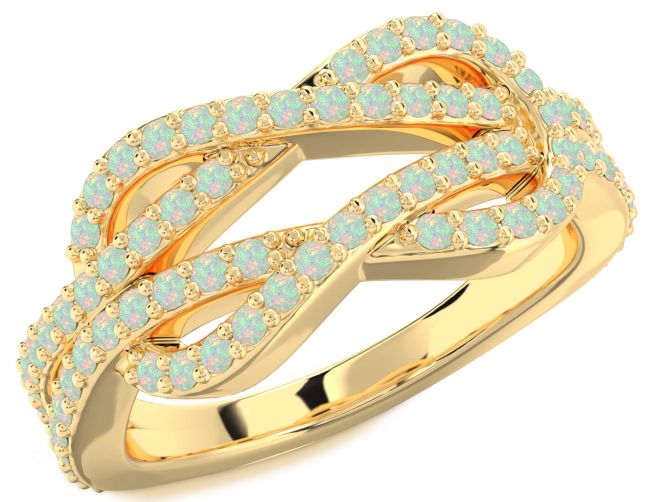 Opal Gold Infinity Round Pave Ring