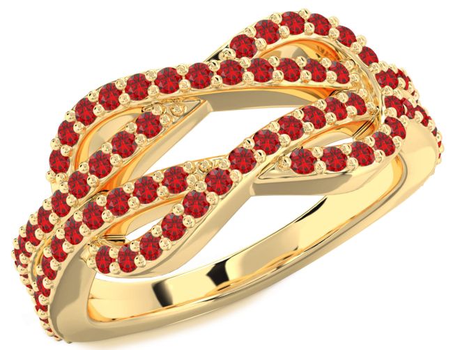 Ruby Gold Infinity Round Pave Ring