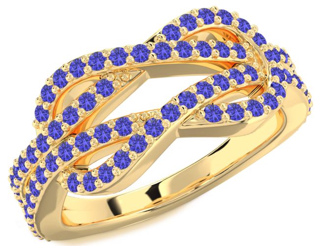 Tanzanite Gold Infinity Round Pave Ring