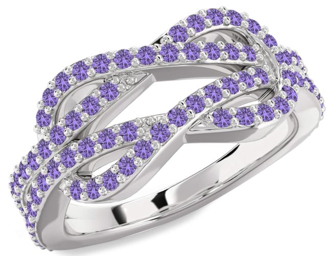 Alexandrite Platinum Infinity Round Pave Ring
