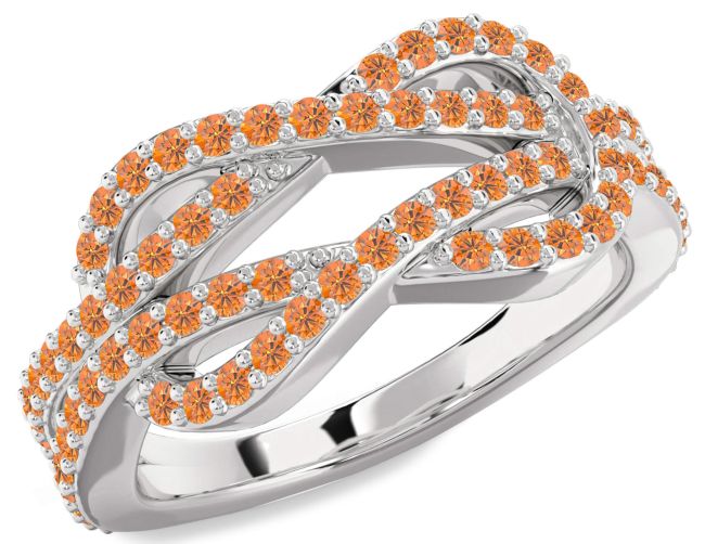 Citrine Silver Infinity Round Pave Ring