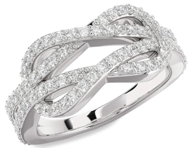 Moissanite Platinum Infinity Round Pave Ring