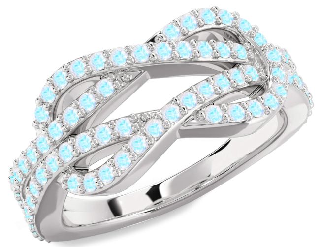Moonstone Platinum Infinity Round Pave Ring