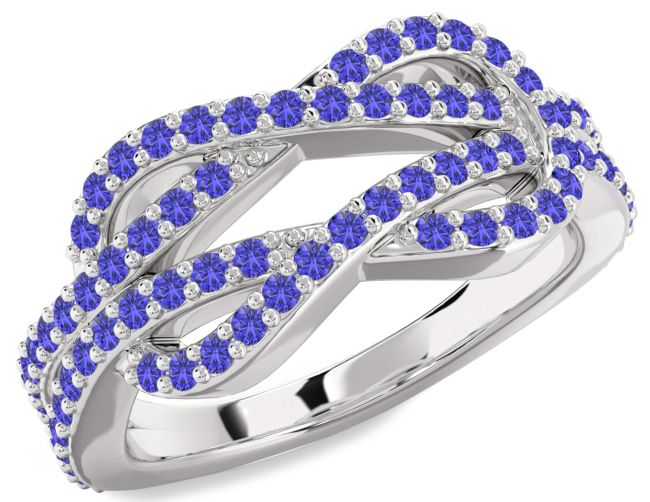 Tanzanite Platinum Infinity Round Pave Ring