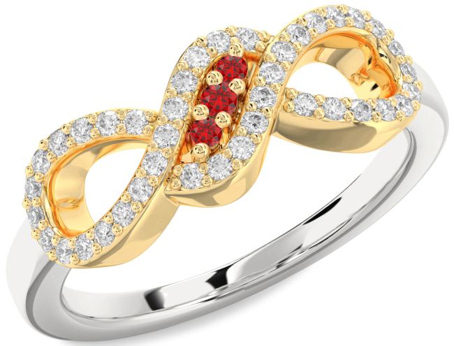 Diamond Ruby Gold Silver Infinity Ring