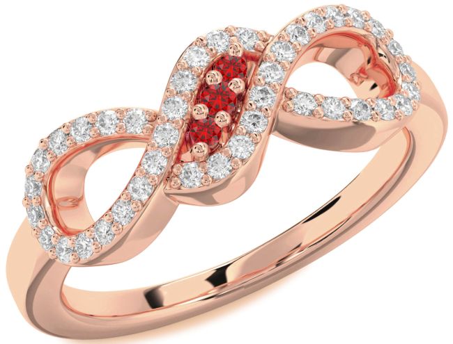 Diamond Ruby Rose Gold Infinity Ring