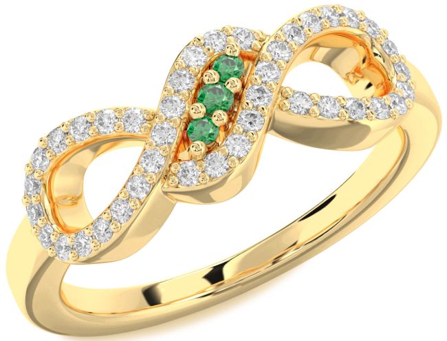 Diamond Emerald Gold Infinity Ring