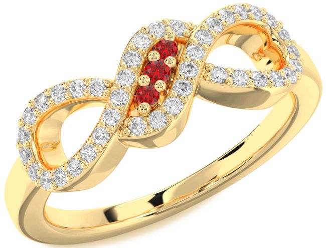 Diamond Ruby Gold Infinity Ring