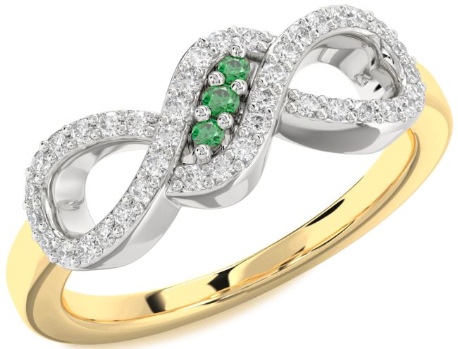 Diamond Emerald Gold Silver Infinity Ring