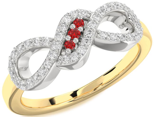 Diamond Ruby Gold Silver Infinity Ring