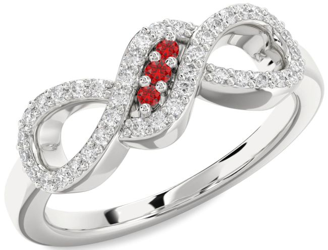 Diamond Ruby Silver Infinity Ring