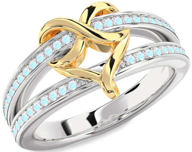 Moonstone Gold Silver Infinity Heart Ring