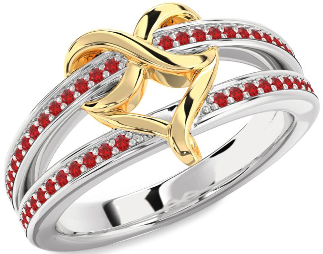 Ruby Platinum & Yellow Gold Infinity Heart Ring