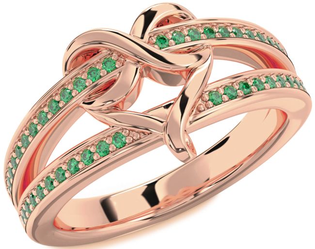 Emerald Rose Gold Infinity Heart Ring