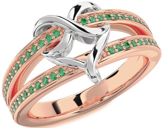 Emerald Rose Gold Silver Infinity Heart Ring