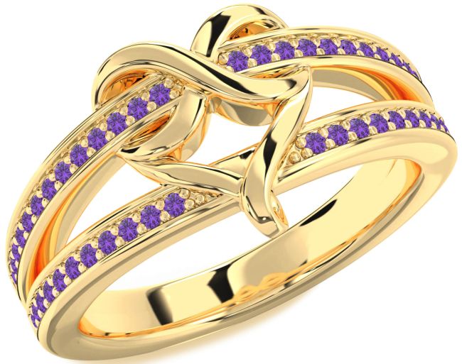 Amethyst Gold Infinity Heart Ring
