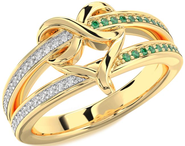 Emerald & Diamond Gold Infinity Heart Promise Ring