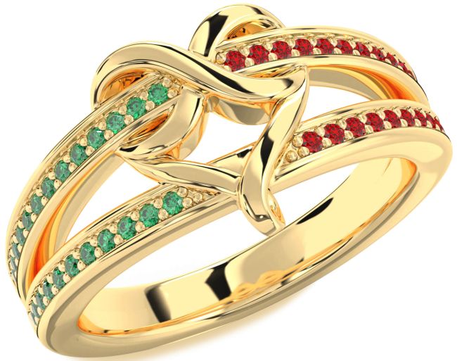 Emerald & Ruby Gold Silver Infinity Heart Promise Ring