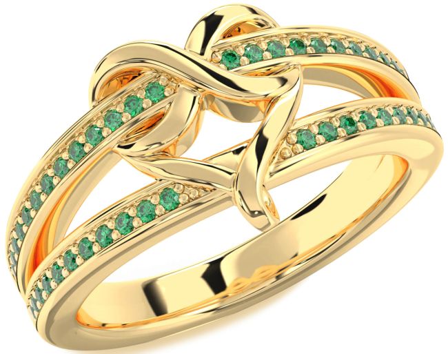 Emerald Gold Infinity Heart Ring