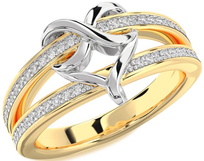 Diamond Gold Silver Infinity Heart Ring