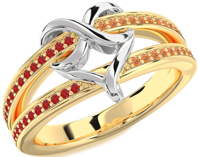 Diamond & Ruby Gold Silver Infinity Heart Promise Ring