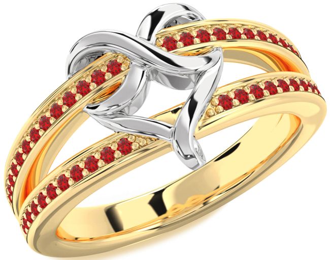 Ruby Gold Silver Infinity Heart Ring